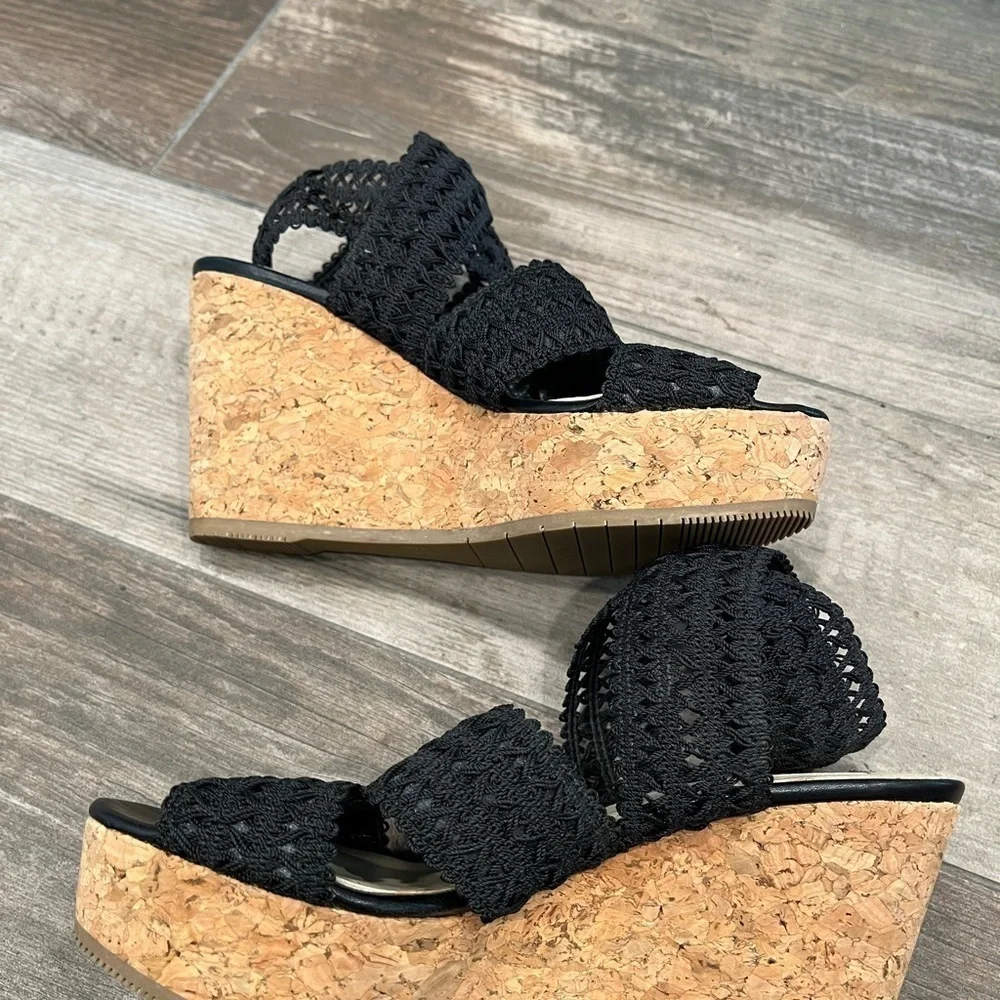 LK Bennett “Eimear” Elastic / Cork Platform Wedge Sandals - Size 35 US 5